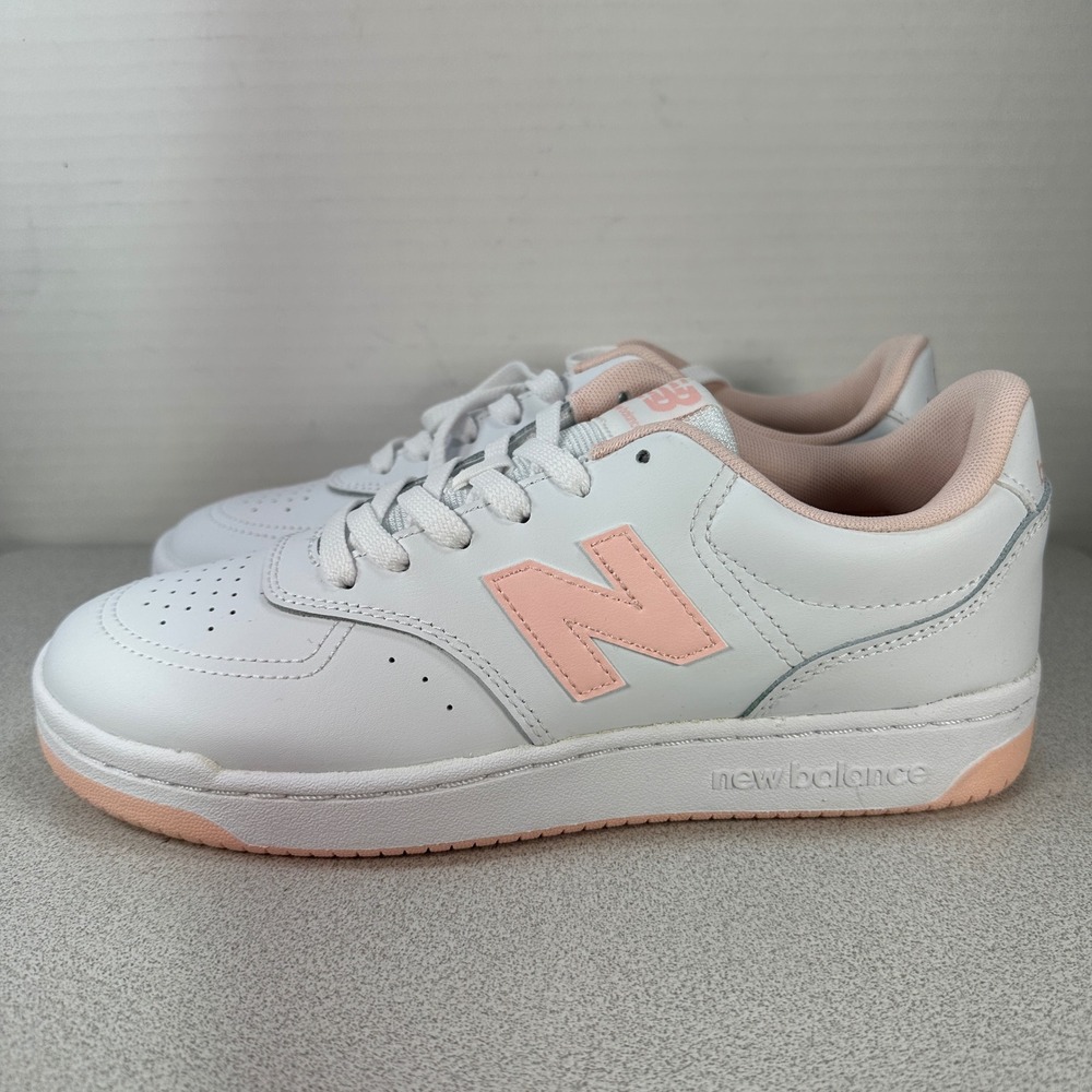 New Balance Women's 10 80 Lifestyle Sneakers White Pink‎ Leather Low Top NEW
